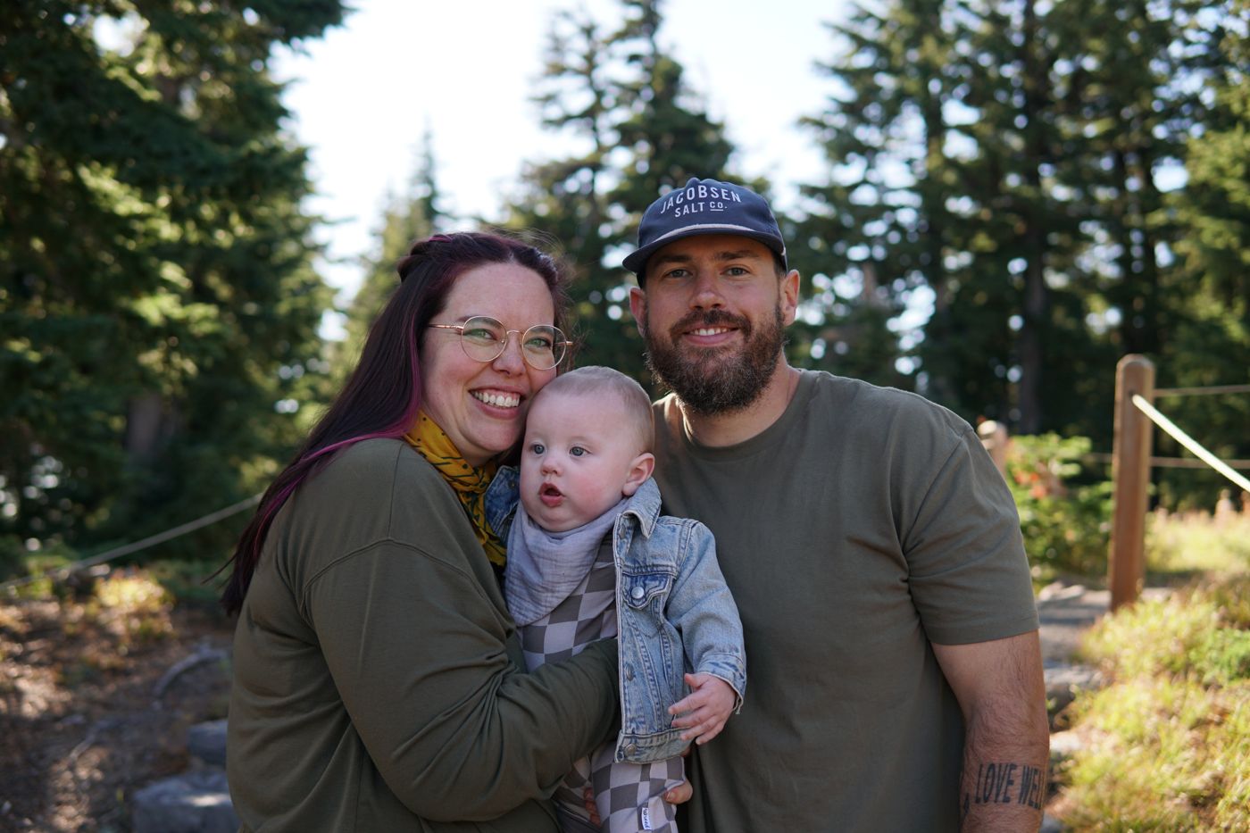 Ed with his wife and son on a trail in the Cascades